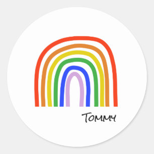 Artisan Rainbow Custom Kids Name Colourful Classic Round Sticker
