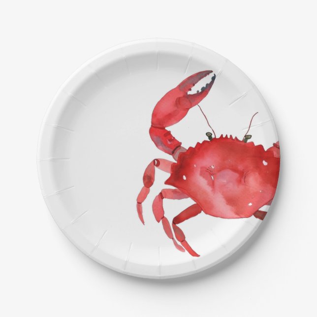 Artisan Red Crab Bake Dinner Colourful Fun Paper Plate (Front)
