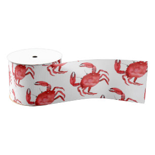 Artisan Red Crab Coastal Colourful Travel Fun Grosgrain Ribbon