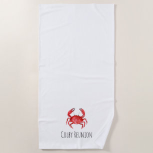 Artisan Red Crab Reunion NAME Coastal Fun Beach Towel