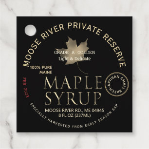 Artisan Small Batch, Date State Golden Maple Syrup Favour Tags