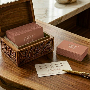 Artisan Terracotta Nail Boutique Loyalty Tracking Business Card