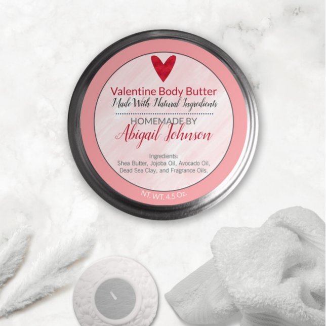 Artisan Valentine's Pink & Red Body Butter Label (Creator Uploaded)