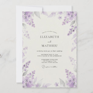 Artisan Violet Wisteria Wedding Invitation