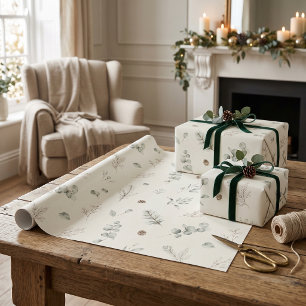 Artisan Winter Botanical Elegant Christmas Wrapping Paper