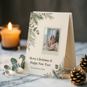 Artisan Winter Botanical Polaroid Photo Christmas  Holiday Card