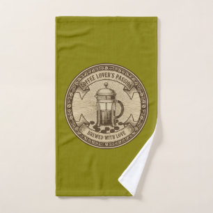 Artisanal French Press Coffee   Vintage "Brewed   Bath Towel Set