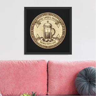 Artisanal French Press Coffee   Vintage "Brewed   Canvas Print