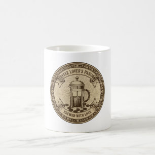 Artisanal French Press Coffee   Vintage "Brewed   Mug