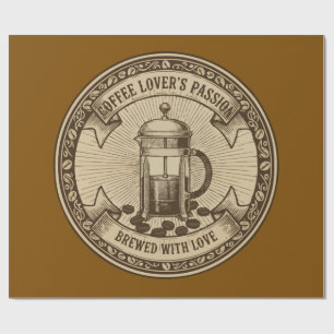 Artisanal French Press Coffee Vintage "Brewed Wrapping Paper