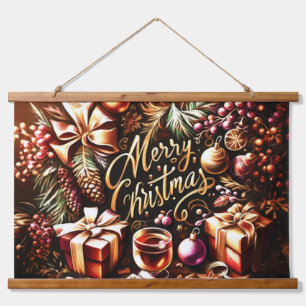 Artisitc Warm Chocolate Festive Cozy Christmas  Hanging Tapestry