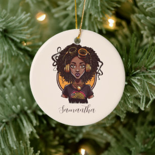 Artist Afro Woman Ceramic Ornament