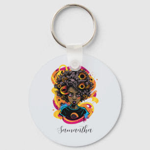 Artist Afro Woman Key Ring