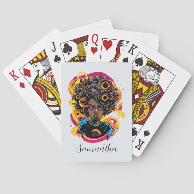 Artist Afro Woman Playing Cards (Back)