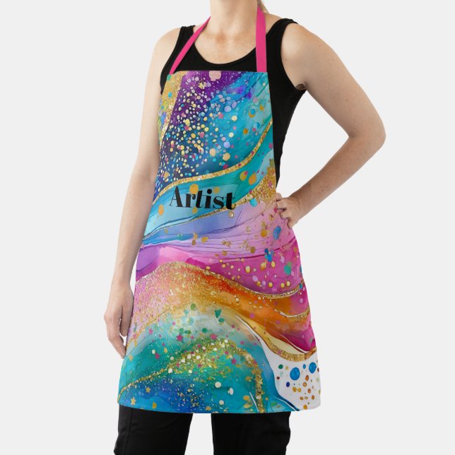 Artist Apron with Mixed Bold Colours in Abstract  (Insitu)