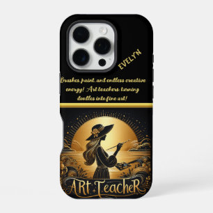 Artist at Sunset in Peaceful Landscape iPhone 16 Pro Case