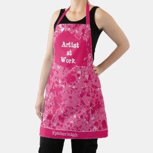 Artist at Work Abstract Pink Paint Splatters Smock Apron
