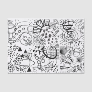 Artist Black White Doodle Scribble Pattern Texture Tissue Paper