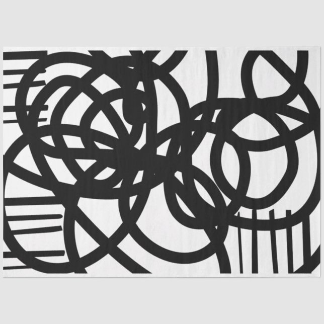 Artist Black White Extra Large Scribble Texture Tissue Paper (Front)