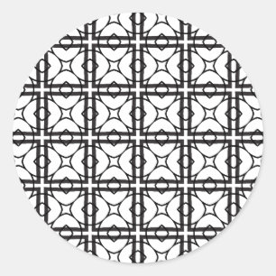 Artist Black White Geometric Grid Background  Classic Round Sticker