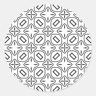 Artist Black White Geometric X 4 Pointed Star Classic Round Sticker