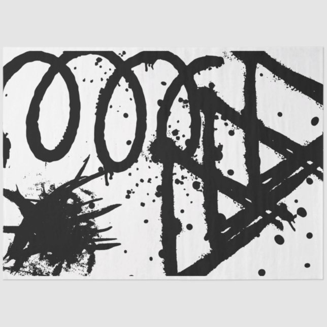 Artist Black White Large Abstract Loop Triangle Tissue Paper (Front)