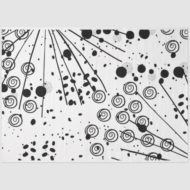 Artist Black White Large Abstract Spiral Texture Tissue Paper (Front)