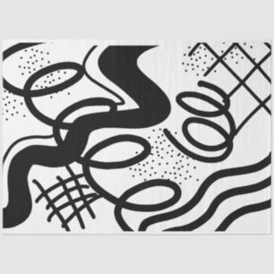 Artist Black White Large Abstract Wave Texture Tissue Paper