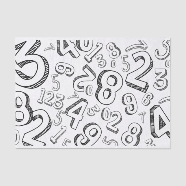 Artist Black White Large Number Pattern Texture Tissue Paper (Front)