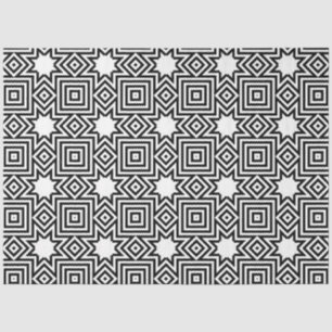 Artist Black White Large Star Square Geometric  Tissue Paper