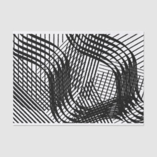 Artist Black White Large Wavy Line Pattern Texture Tissue Paper