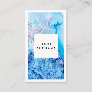 Artist Blue Gold Watercolor Vertical Business Card