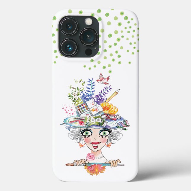 Artist Bonnet Babe Green Polkadots Case-Mate iPhone Case (Back)