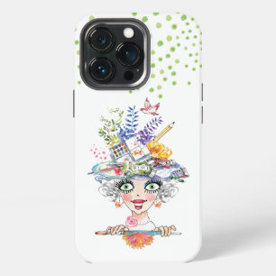 Artist Bonnet Babe Green Polkadots iPhone 13 Pro Case