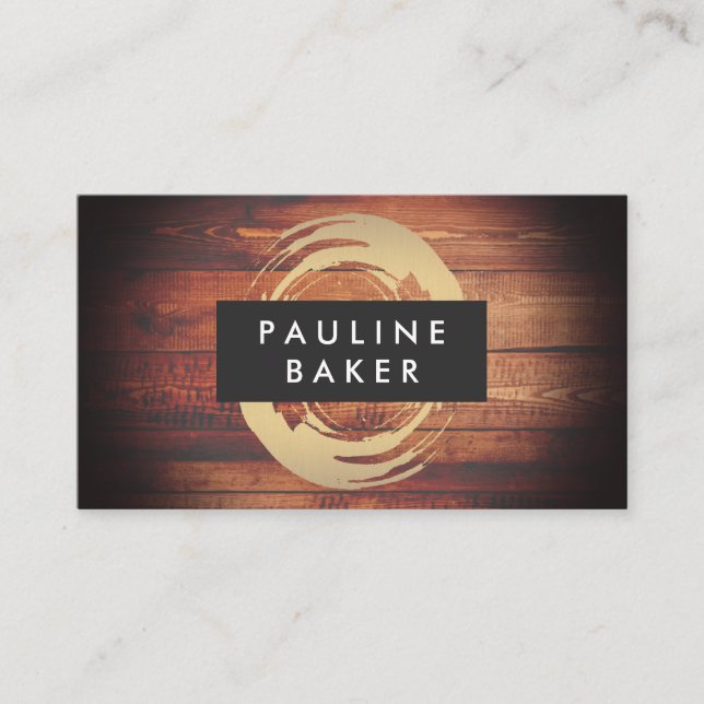 Artist Brush Stroke Rustic Wood Business Card (Front)