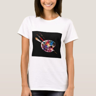 ARTIST COLOR PALETTE AND BRUSHES IN BLACK T-Shirt
