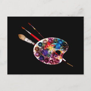 ARTIST COLOR PALETTE AND BRUSHES POSTCARD