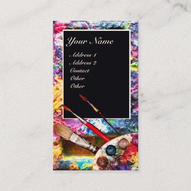ARTIST COLOR PALETTE MONOGRAM Painter,Art Supplies Business Card (Front)