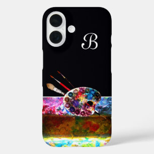 ARTIST COLOUR PALETTE MONOGRAM Black iPhone 16 Case