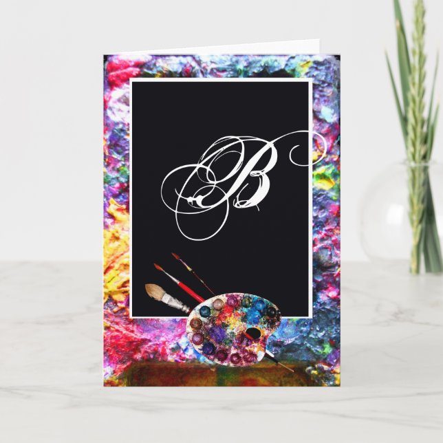 ARTIST COLOUR PALETTE MONOGRAM NOTE CARD (Front)