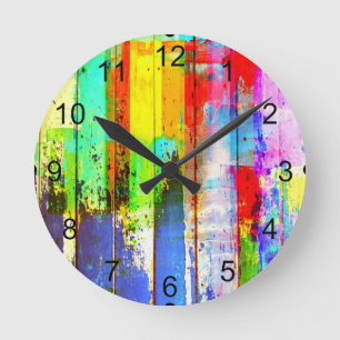 Artist Colourful Splatter Paint Round Clock