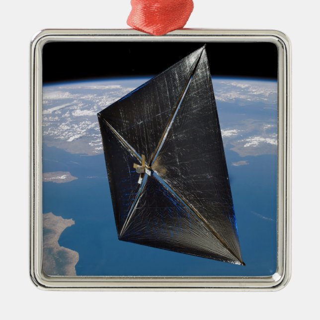 Artist concept of NanoSail-D in space Metal Tree Decoration (Front)