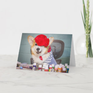 Artist Corgi blank greeting card