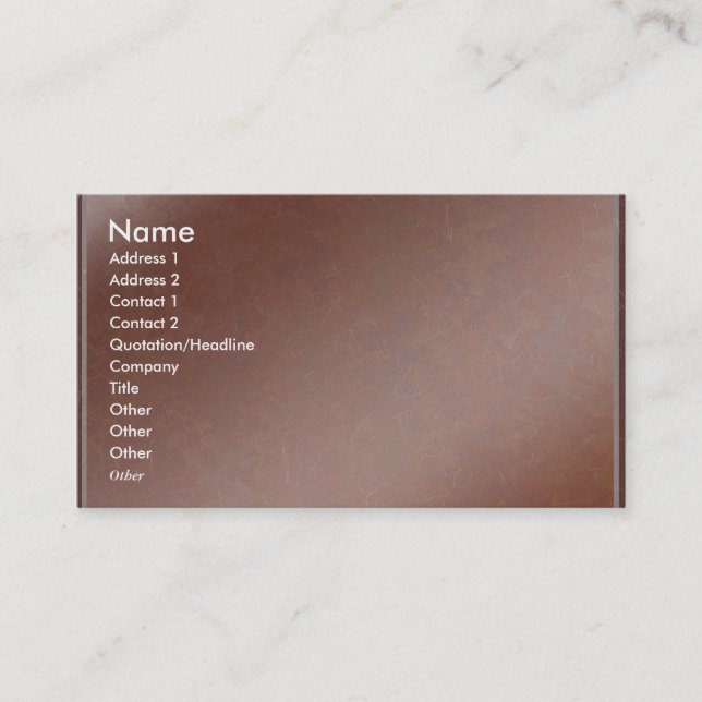 Artist Created Handmade Copper Sheet Business Card (Front)