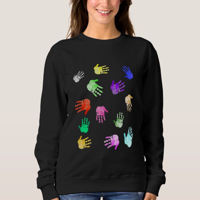 Artist Creator Watercolor Handprint Teachers, Pain Sweatshirt (Front)