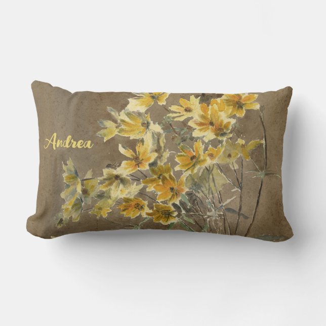 Artist Daisies Personalised Script Lumbar Cushion (Front)