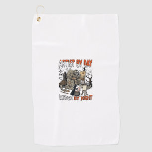 Artist Day Witch Night Halloween Skeleton Painter Golf Towel