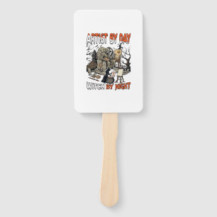 Artist Day Witch Night Halloween Skeleton Painter Hand Fan