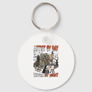 Artist Day Witch Night Halloween Skeleton Painter Key Ring