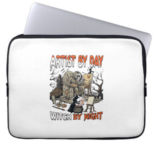 Artist Day Witch Night Halloween Skeleton Painter Laptop Sleeve